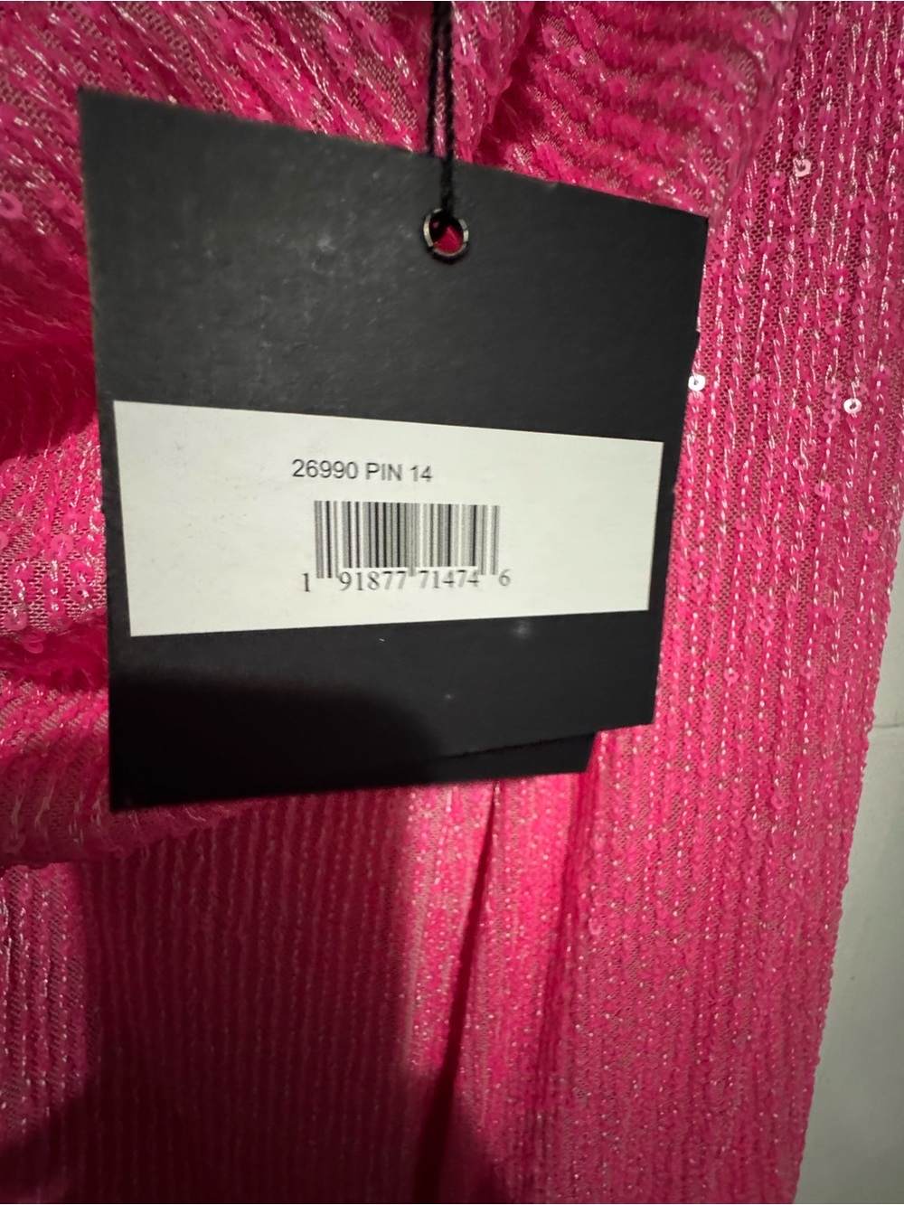 leena for Mac Duggal One-Shoulder Sparkle Gown in Bright Pink Size 14 - Picture 7 of 9